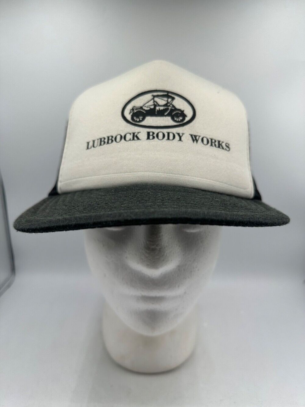 VTG Lubbock Body Works Trucker Hat Mesh Johnson Caps Black Snapback Car Foam